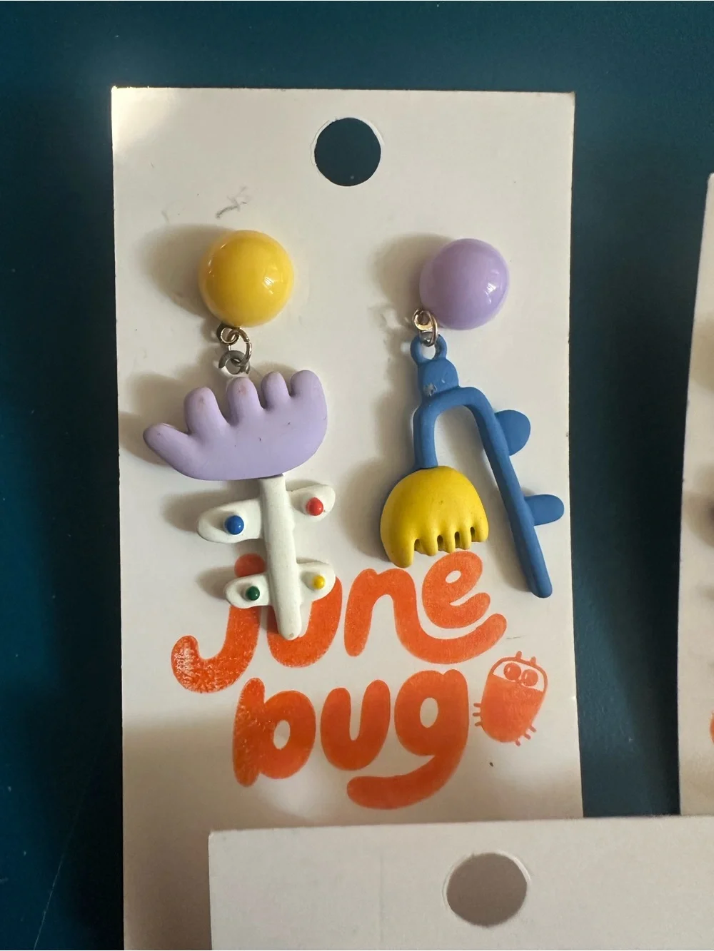 NEW - Cute June Bug Dangle Earrings — Purple, Yellow, Blue Set